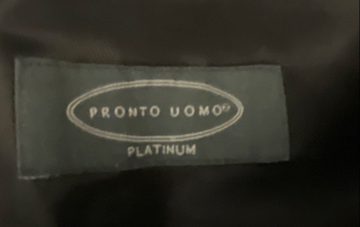 Pronto Uomo Platinum Men's Black Pinstripe Wool Two-Piece Suit 56L 48W