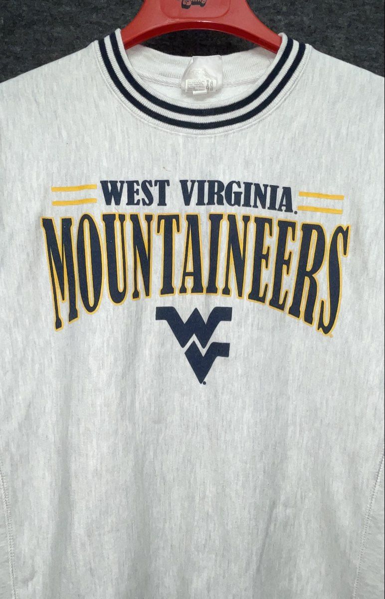 Champion Men's WV Mountaineers Reverse Weave Gray Sweatshirt Size L