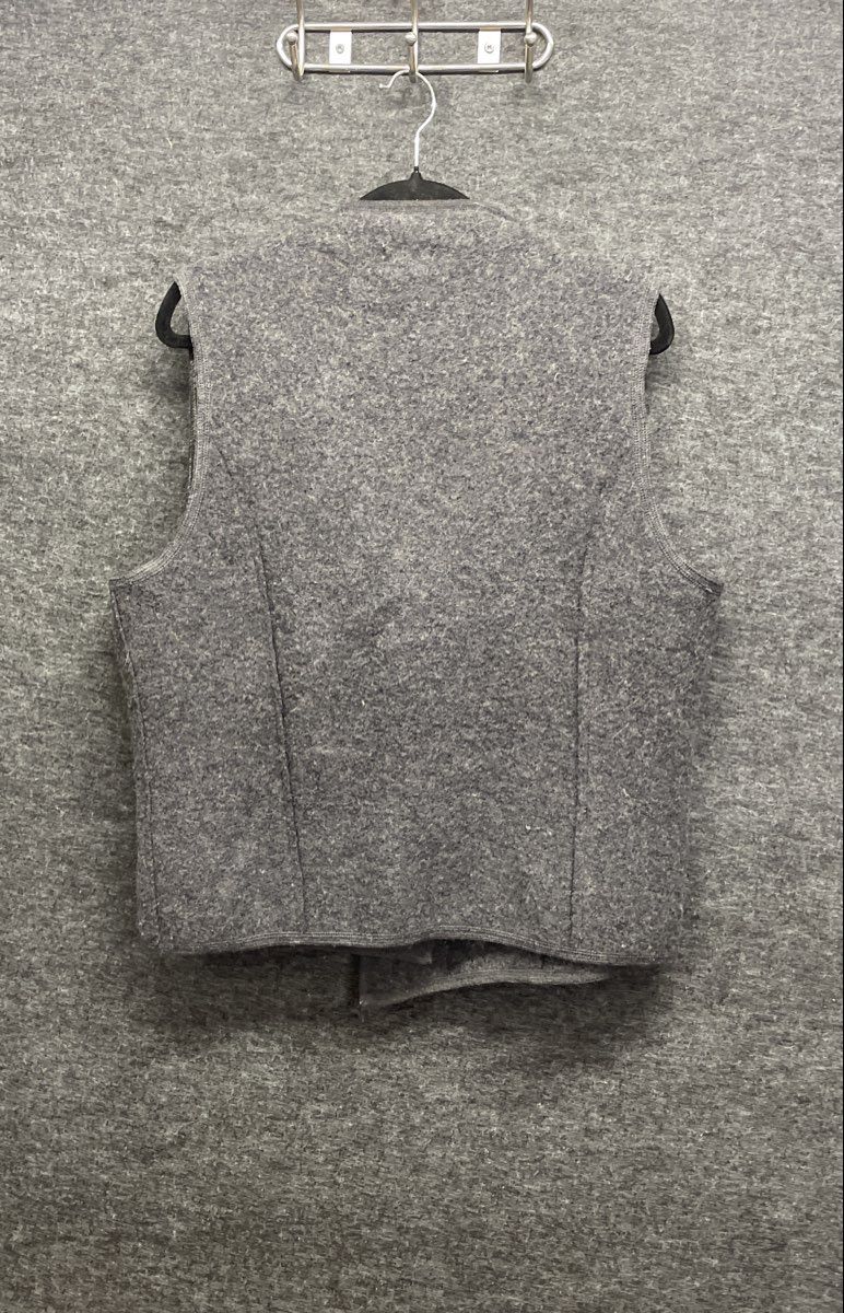 Nomadic Traders Women's Gray 100% Wool Flower Button Asymmetric Vest Sz L