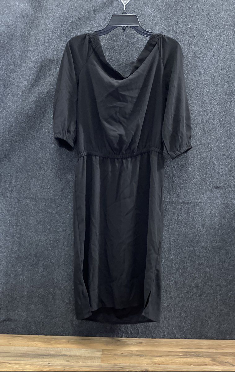 Ann Taylor Women's Black Off the Shoulder Elastic Waist Midi Dress Sz 12 NWT