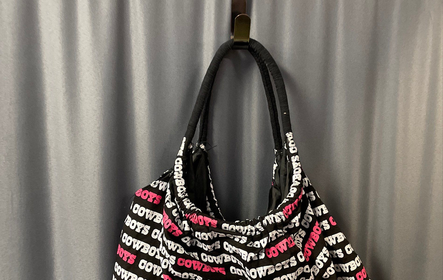 NFL Dallas Cowboys Black White Pink All Over Print Star Logo Hobo Tote Bag
