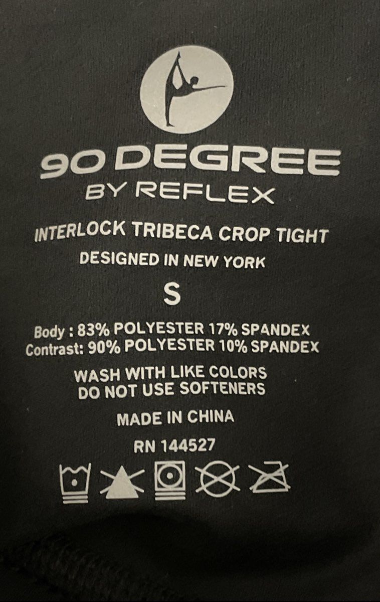90 Degree by Reflex Women's Black Interlock Tribeca Crop Tight Leggings Sz S NWT