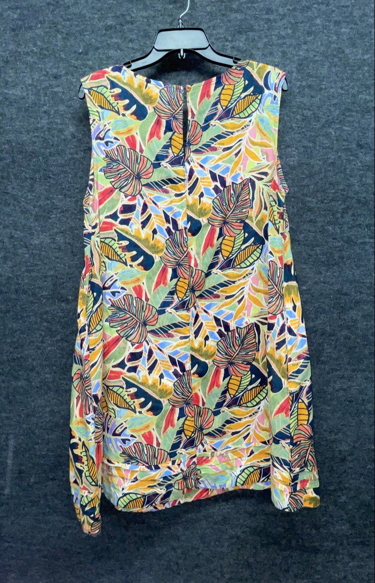 Sol Angeles Women's Tropical Palm Leaf Print Sleeveless V-Neck Shift Dress Sz 4