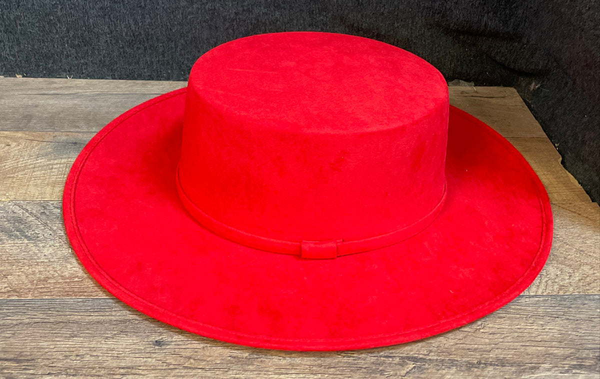 LF Collection Unisex Red Wide Brim Felt Bolero Hat Made in Mexico XL