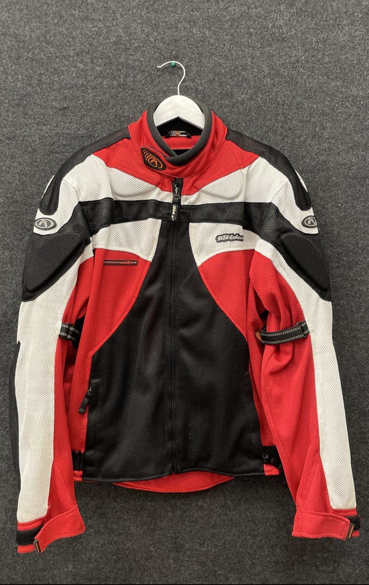 Fieldsheer Men's Red White Black Mesh Armored Motorcycle Jacket Size M