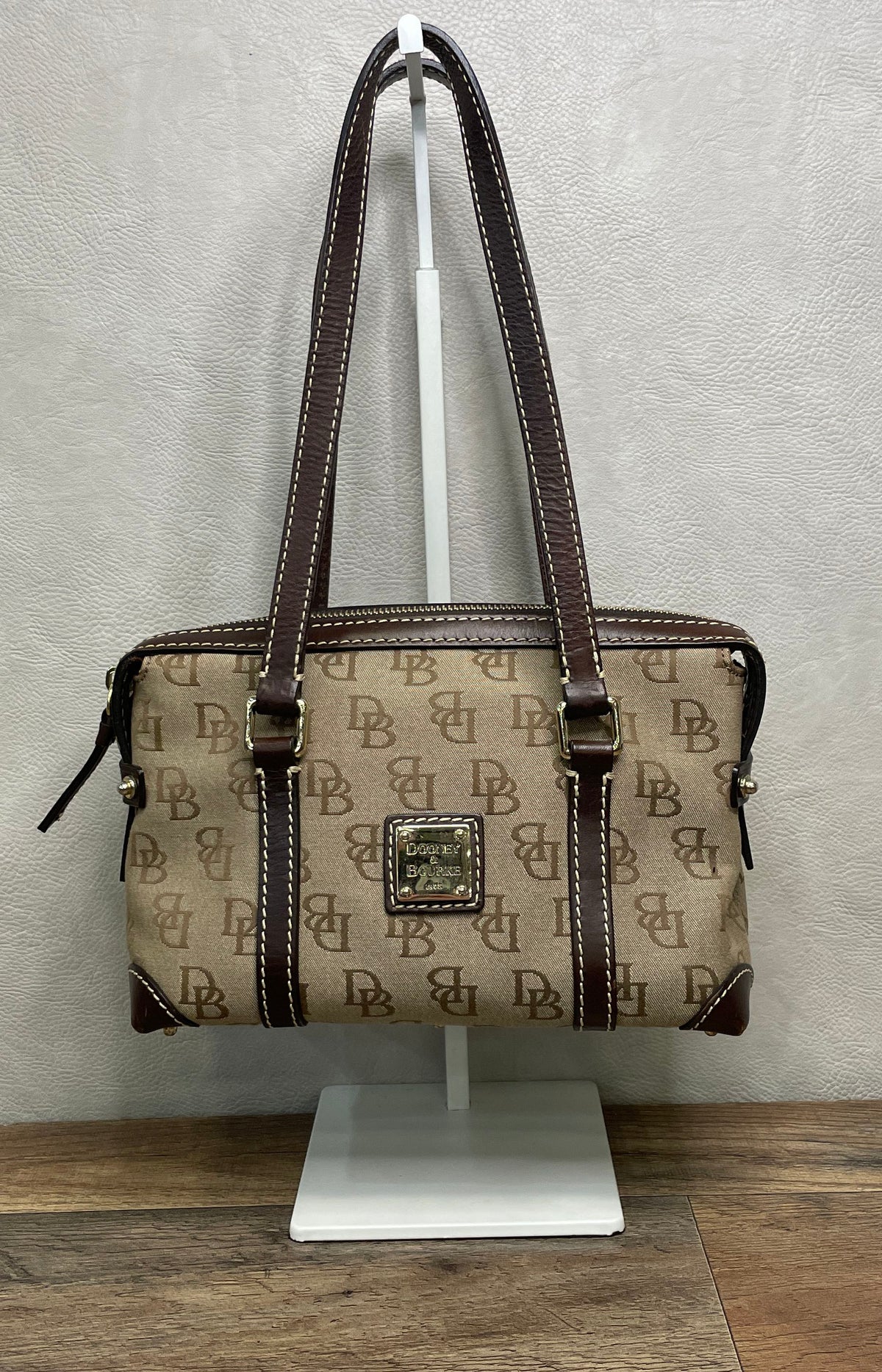 Dooney & Bourke Brown Monogram Canvas Vintage Satchel Shoulder Bag