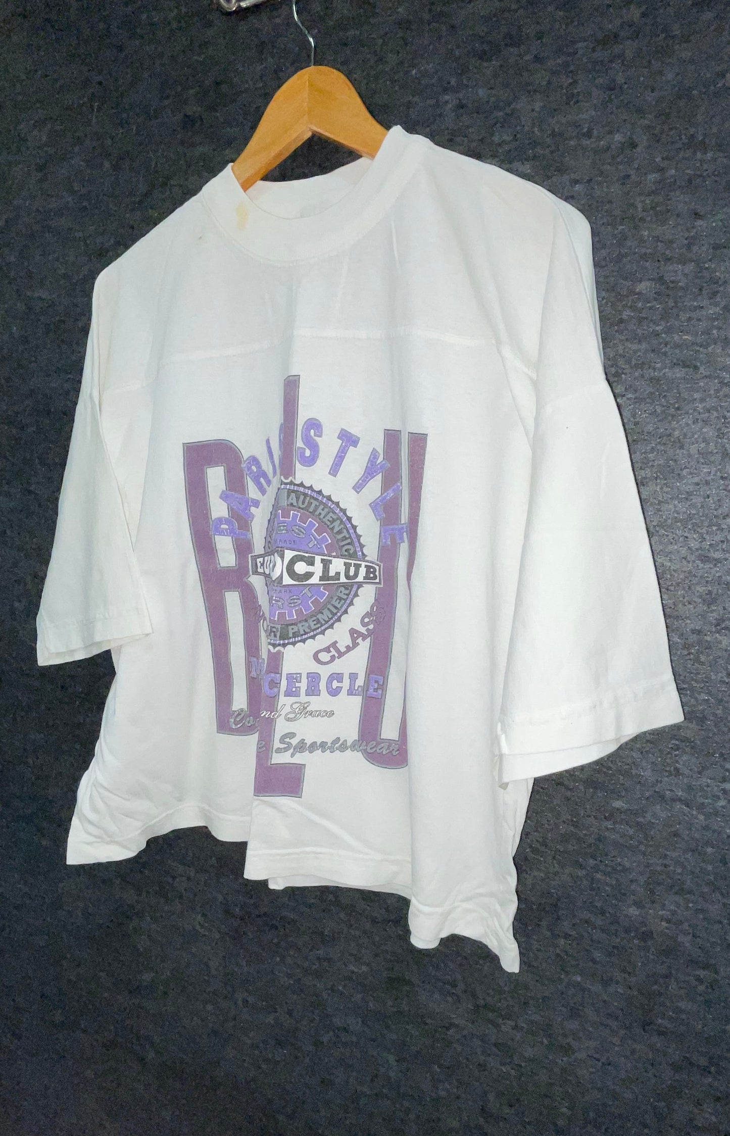 Vintage 90s Ademo Men's Euro Club White Graphic T-Shirt Made in USA Sz M