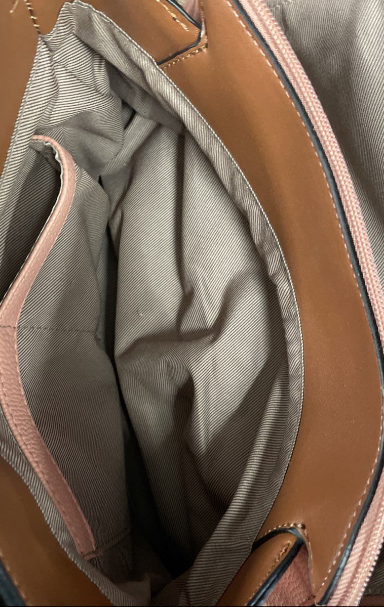 London Fog Pink Pebbled Faux Leather Satchel Handbag Crossbody Gold Hardware