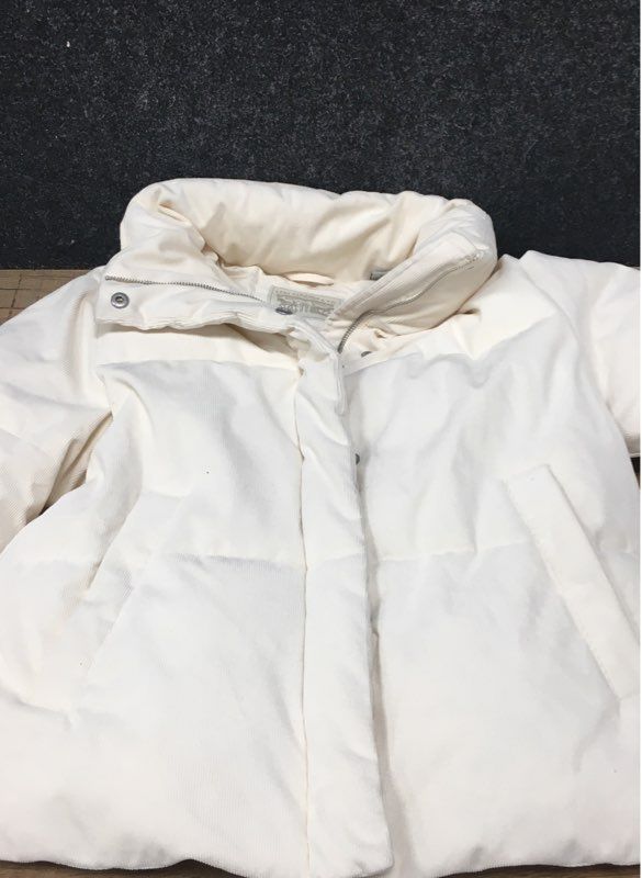 Levi's Women's Ivory Cream Funnel Neck Cropped Puffer Jacket Sz S