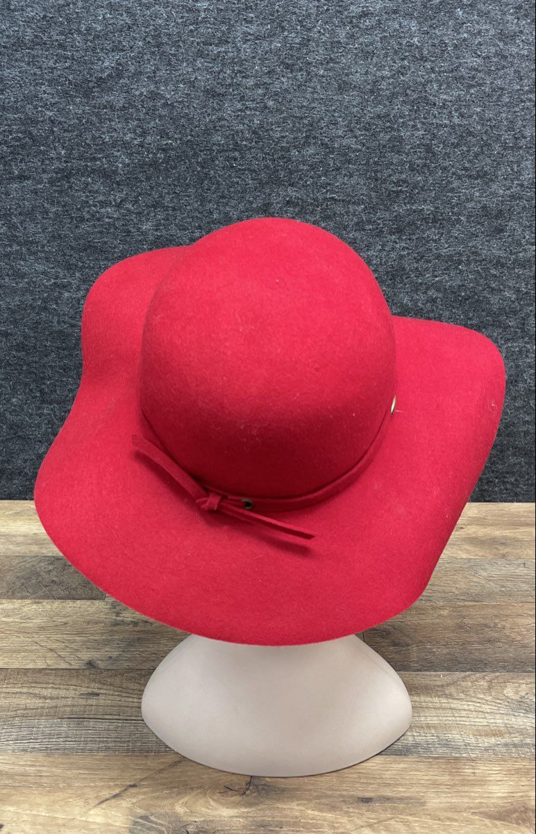 Scala Women's Red 100% Wool Wide Brim Floppy Dress Hat One Size