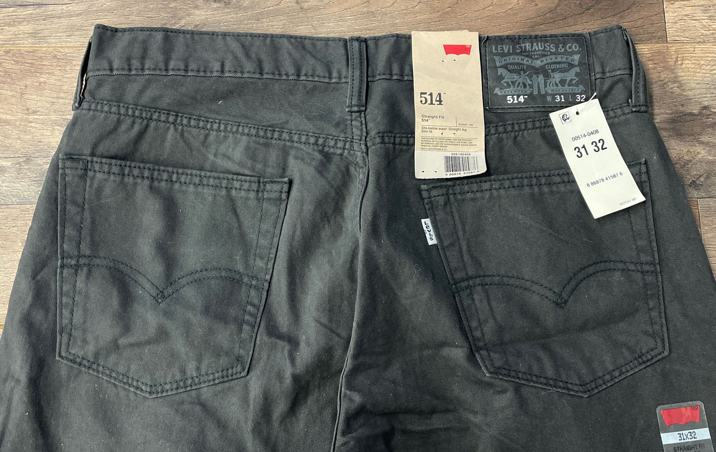 Levi's Men's 514 Straight Fit Jeans Black NWT Size 31x32