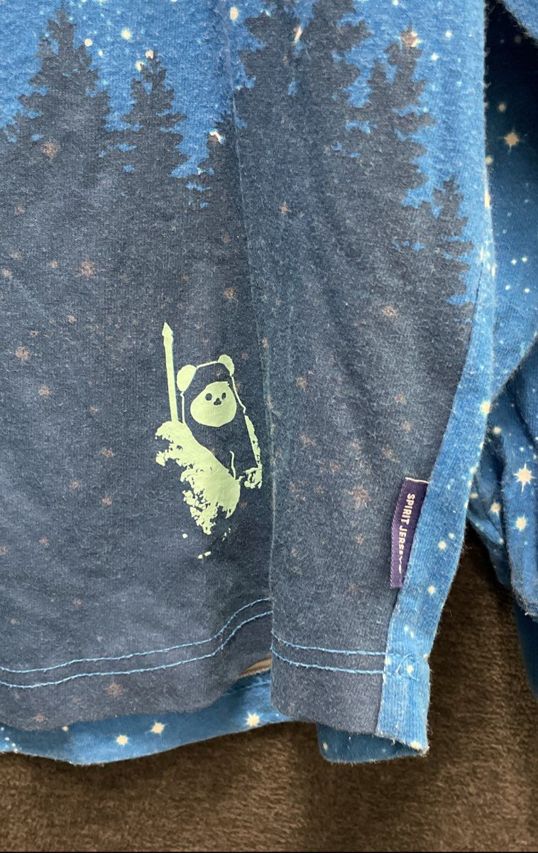 Spirit Jersey Women's Disney Star Wars Endor Ewok Blue Galaxy Shirt Sz XS