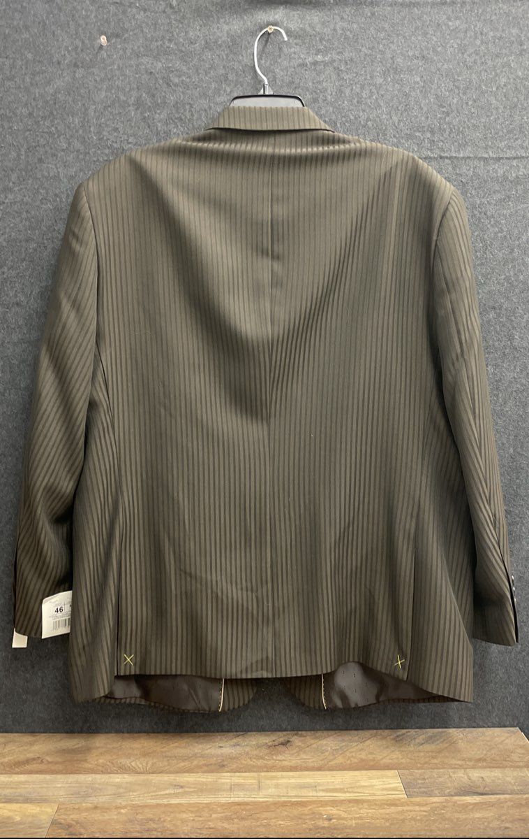 Angelo Rossi Men's Blazer Chocolate Brown Pinstripe Microtech 46S NWT