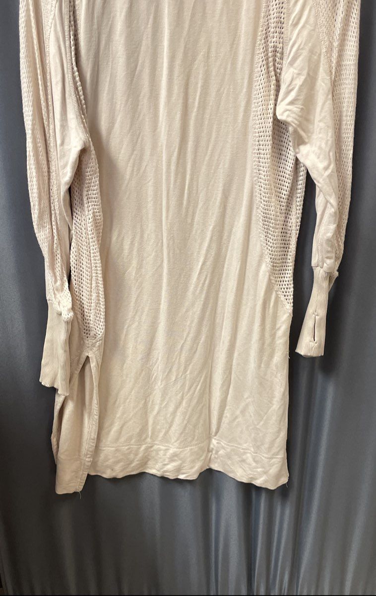 FP Movement Women's Cream Hooded Mesh Panel Tunic Dress Thumbholes Sz S