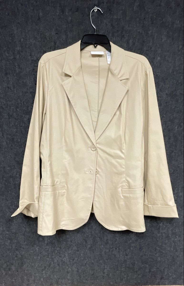 Liz Claiborne Women's Tan Cotton Lycra Stretch Blazer Jacket Sz XL