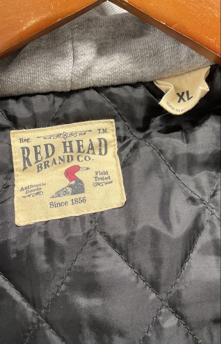 Red Head Men's Black Gray Plaid Flannel Hoodie Quilted Lined Shirt Jacket XL