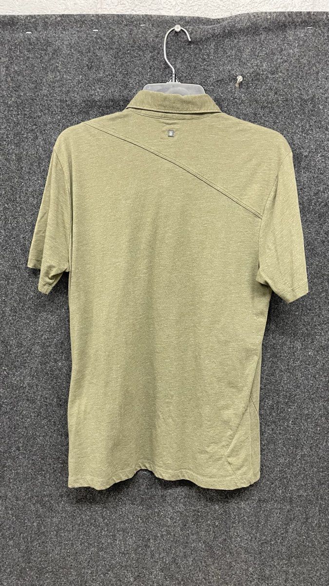 Volcom Wowzer Short Sleeve Polo Shirt Heather Green Stone Logo Asymmetrical Sz M