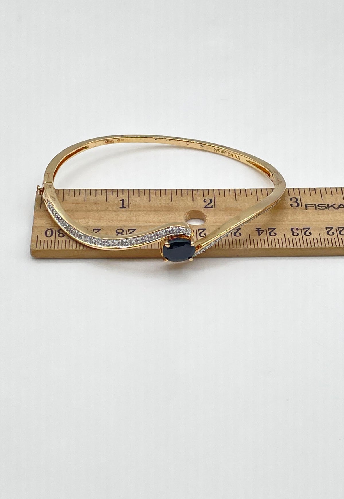 Gold Tone Low Grd. Silver (Ag 84) Sapphire Diamond Acc. Bracelet 13.3g *Damaged*