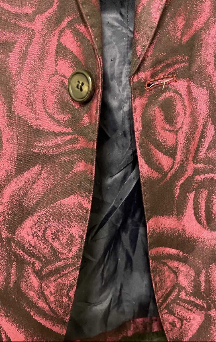 Lanifigio di Egod Men's 3-Piece Suit Maroon Rose Floral Jacquard 48 38