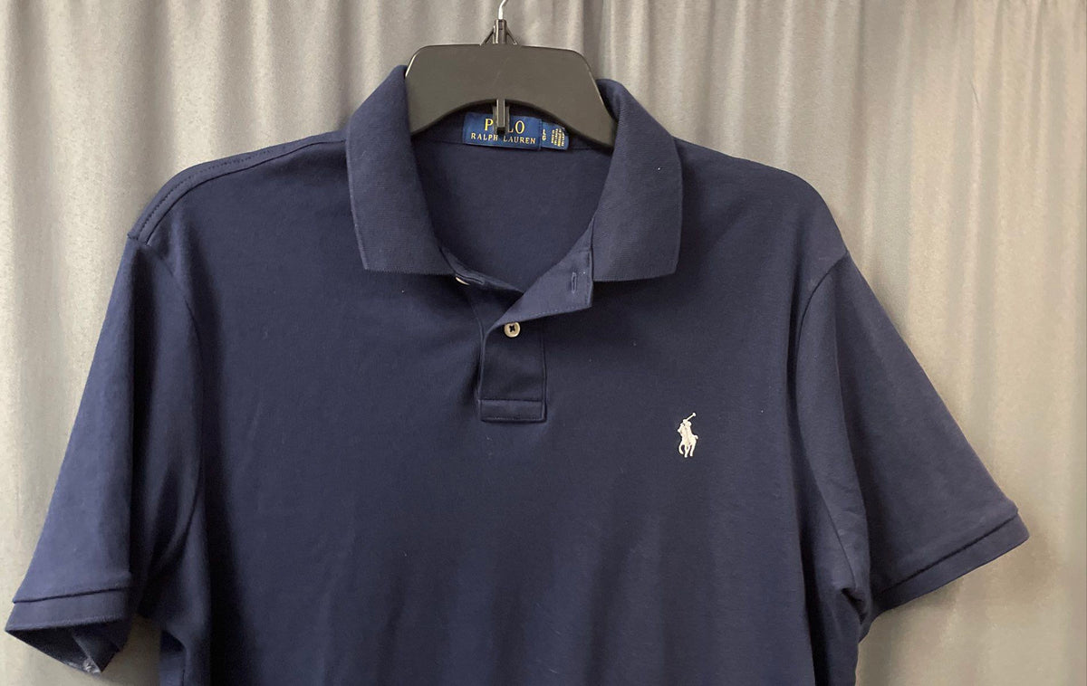 Polo Ralph Lauren Men's Navy Blue Cotton Short Sleeve Pony Polo Shirt Sz L