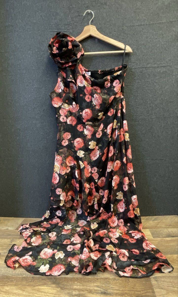 Grace Karin Women's Textured Floral One Shoulder Rose Detail Dress Sz 16 NWT