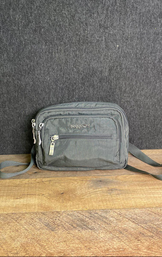 Baggallini Dark Grey Nylon Triple Zip Bagg Convertible Crossbody Waist Bag