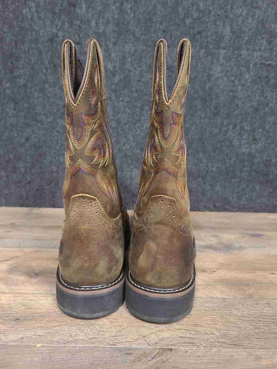 Justin Stampede Driller SE4681 Brown Leather Square Toe Work Boots Size 10.5 EE