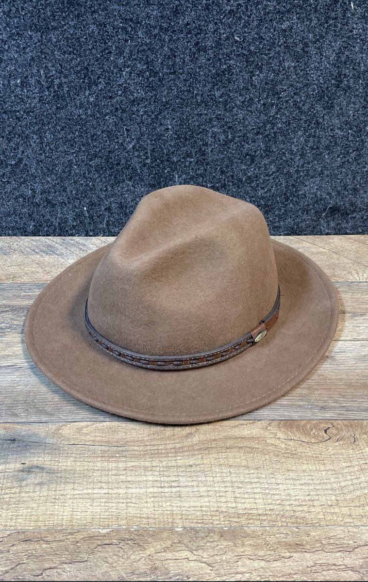 Scala Men's Brown Four Seasons Wool Felt Crushable Water Repellent Fedora Hat