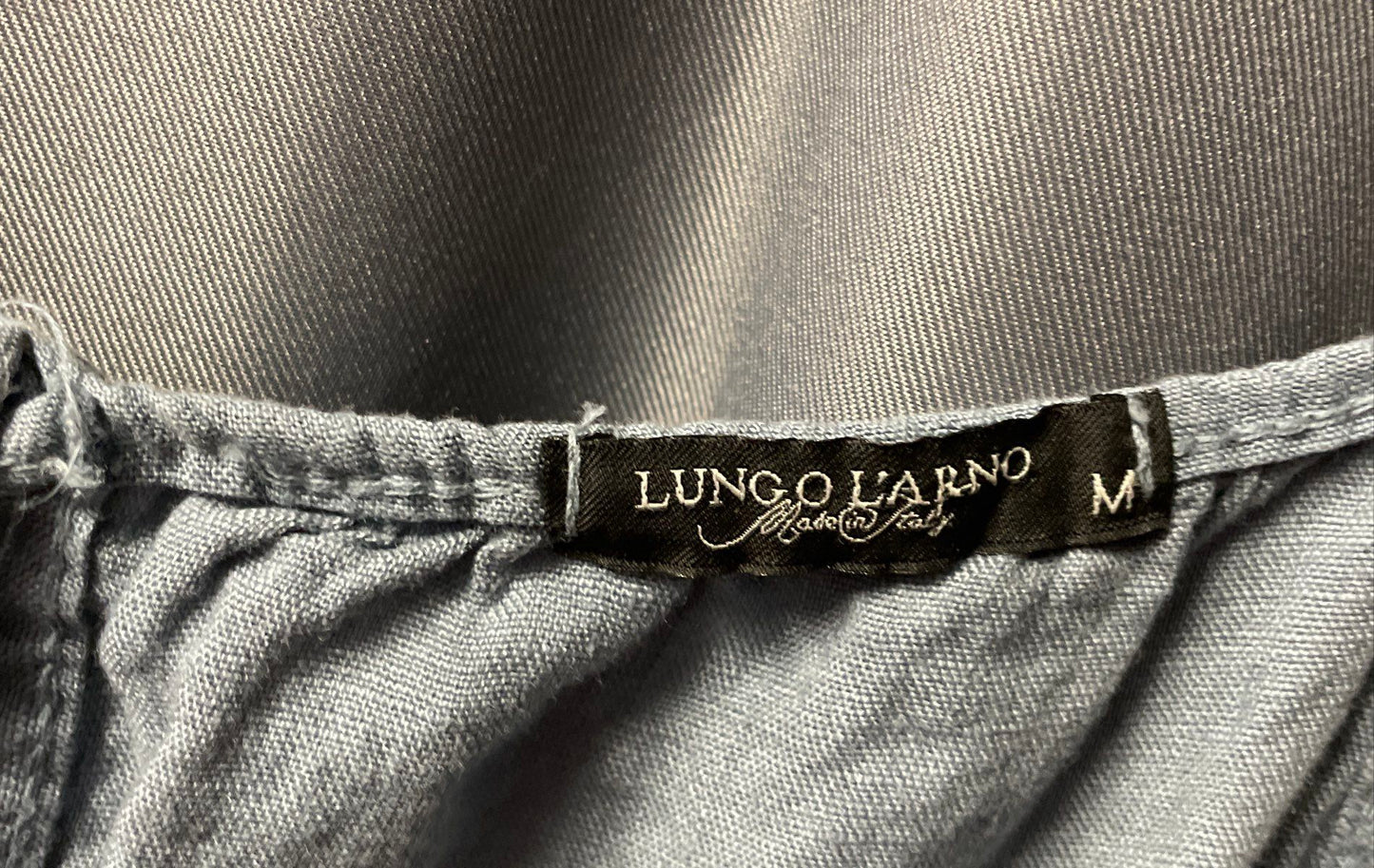 Lungo L'Arno Women's Blue 100% Linen Strap Tie Side Shift Dress Sz M Made Italy