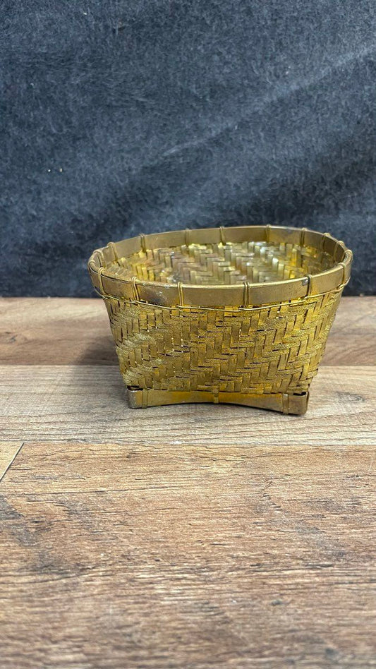 Vintage Style Woven Brass Basket