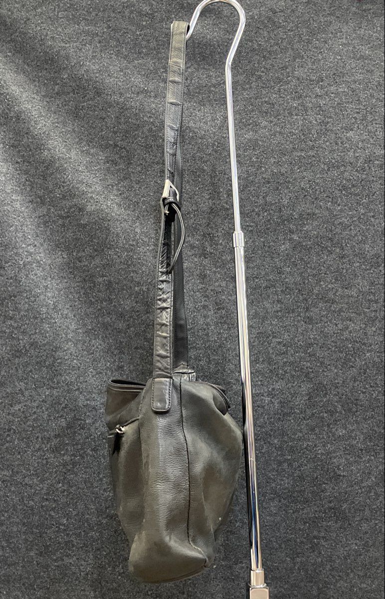 Vintage Stone Mountain Black Leather Crossbody Shoulder Bag Silver Hardware