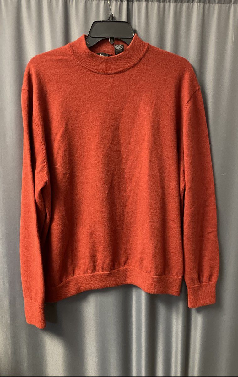 W.H. Belk Men's Scarlet Red Fine Italian Merino Wool Mock Neck Sweater Sz XL
