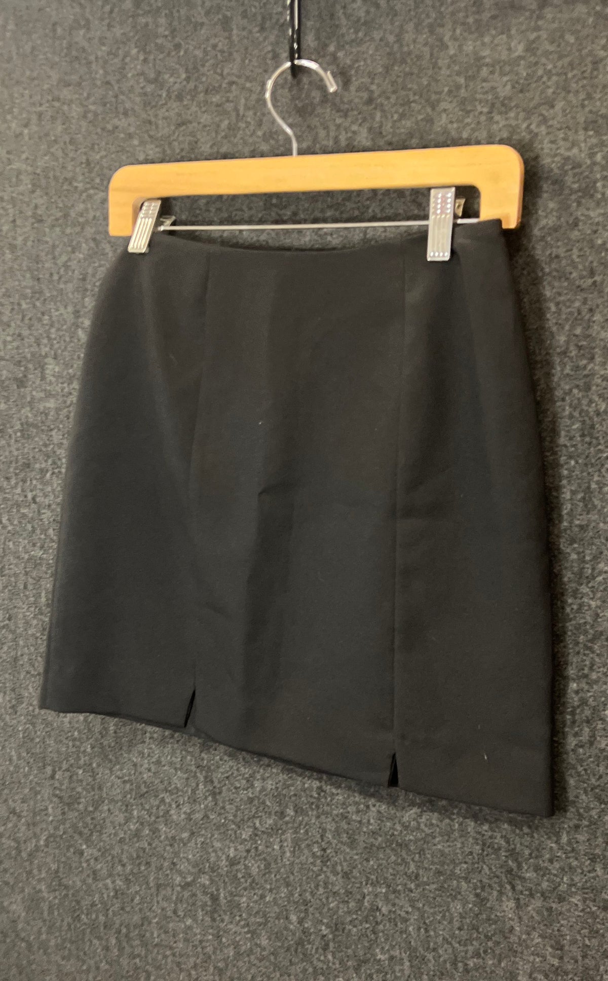 Vintage 90s I.O.U. Women's Black Mini Skirt Back Zip Slit Made in USA Sz 5