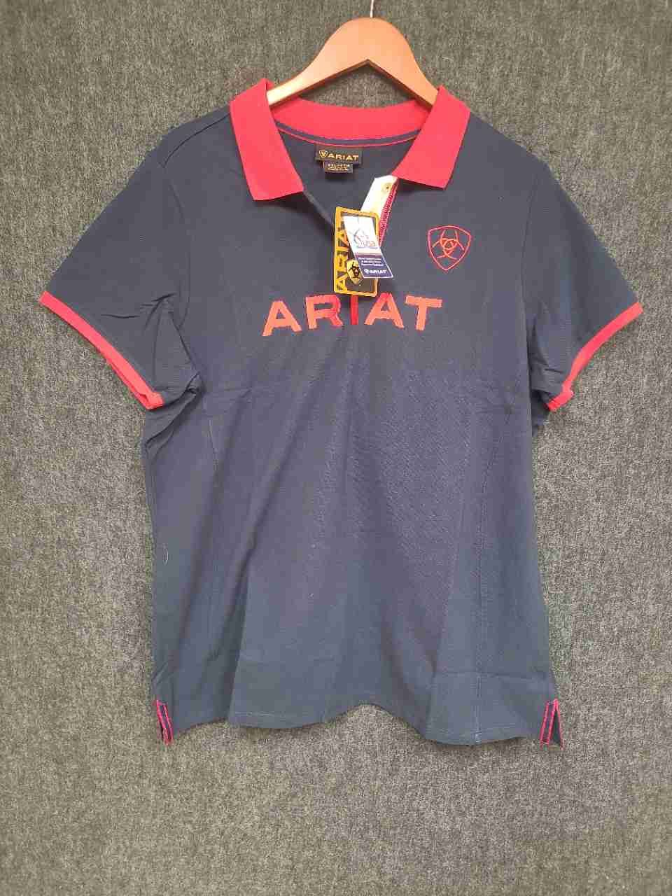 Ariat Women's Navy Red Team Logo Polo Shirt NWT Size XXL Equestrian