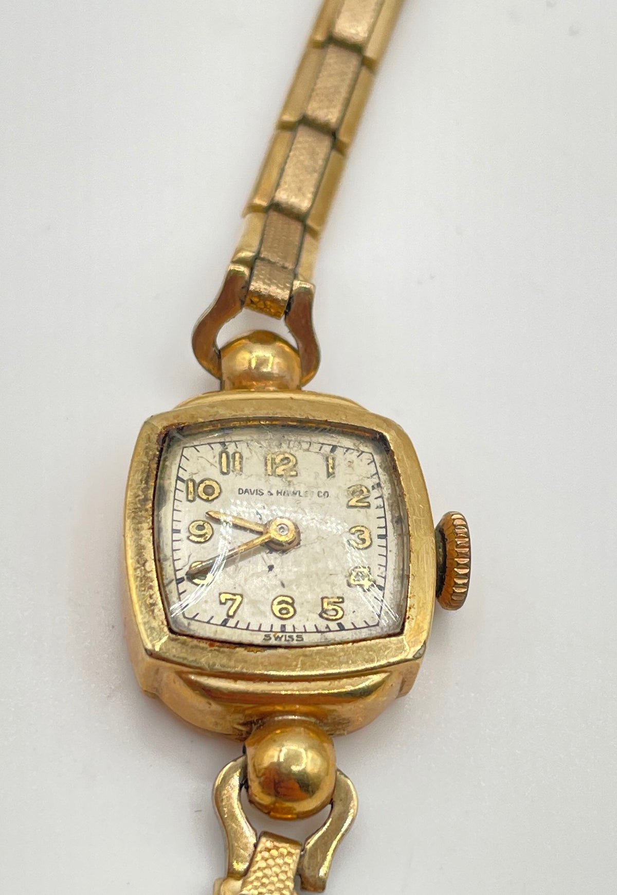 Davis & Hawley Co. 14k GF Case W/ 10k GF Top Caps Watch *Damaged & Not Working*