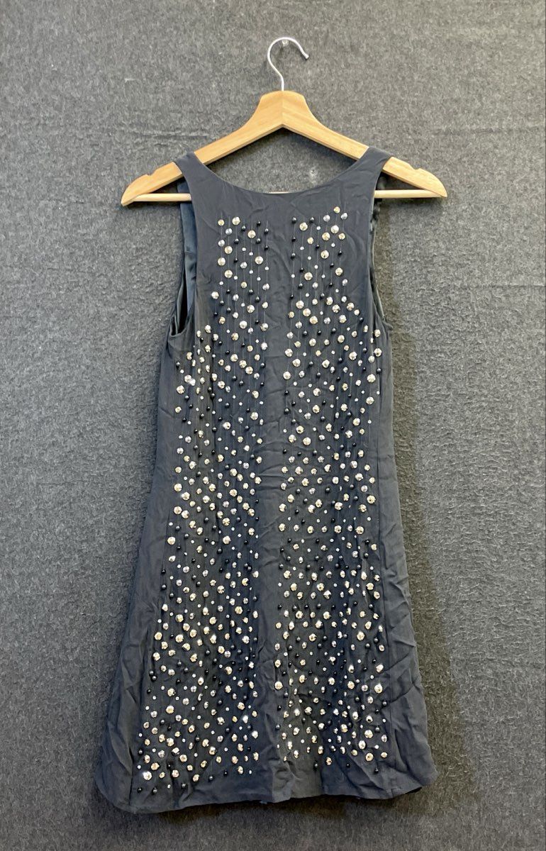 French Connection Women's Black Studded Embellished Sleeveless Dress Size 4