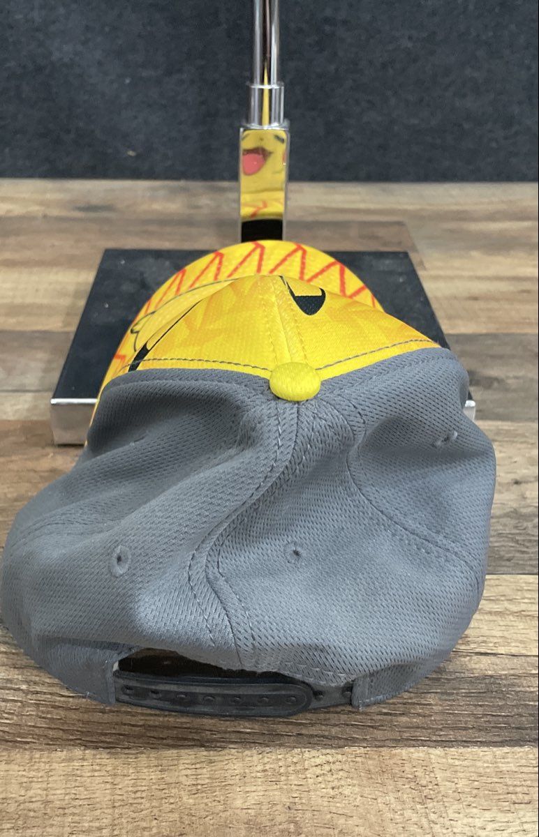 Pokemon Youth Pikachu Snapback Hat Yellow Gray Sublimated Mesh Back Cap OSFM