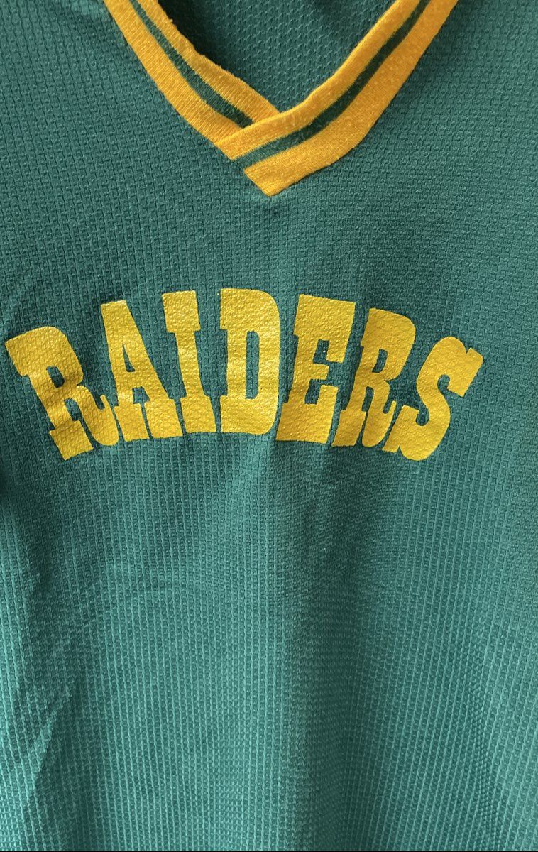 Vintage 80s MW Sportswear Raiders #18 Baseball Jersey Made in USA Sz XL