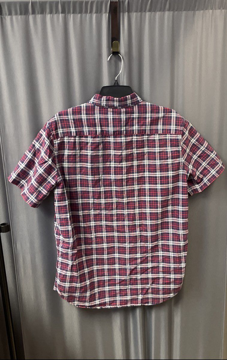 Denim & Supply Ralph Lauren Men's Red Blue Plaid Short Sleeve Button Up Sz M