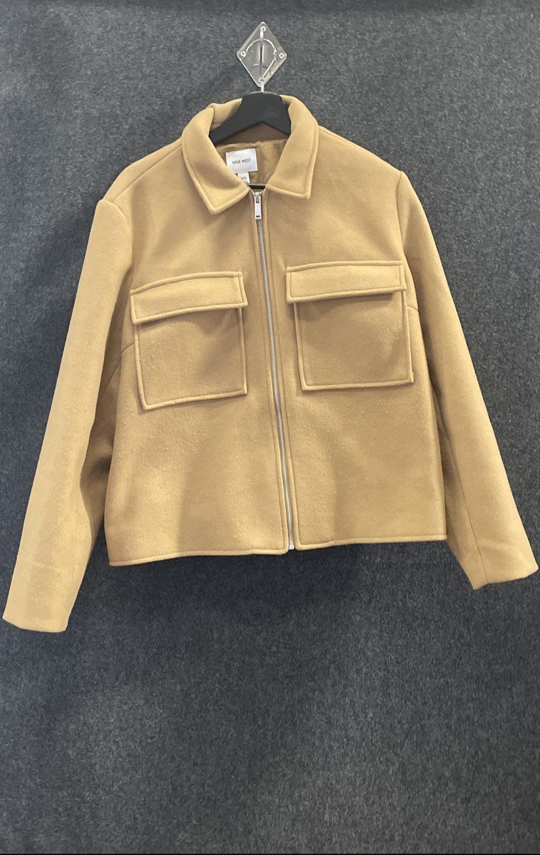 Nine West Women's Beige Full Zip Utility Shirt Jacket Coat Sz XXL