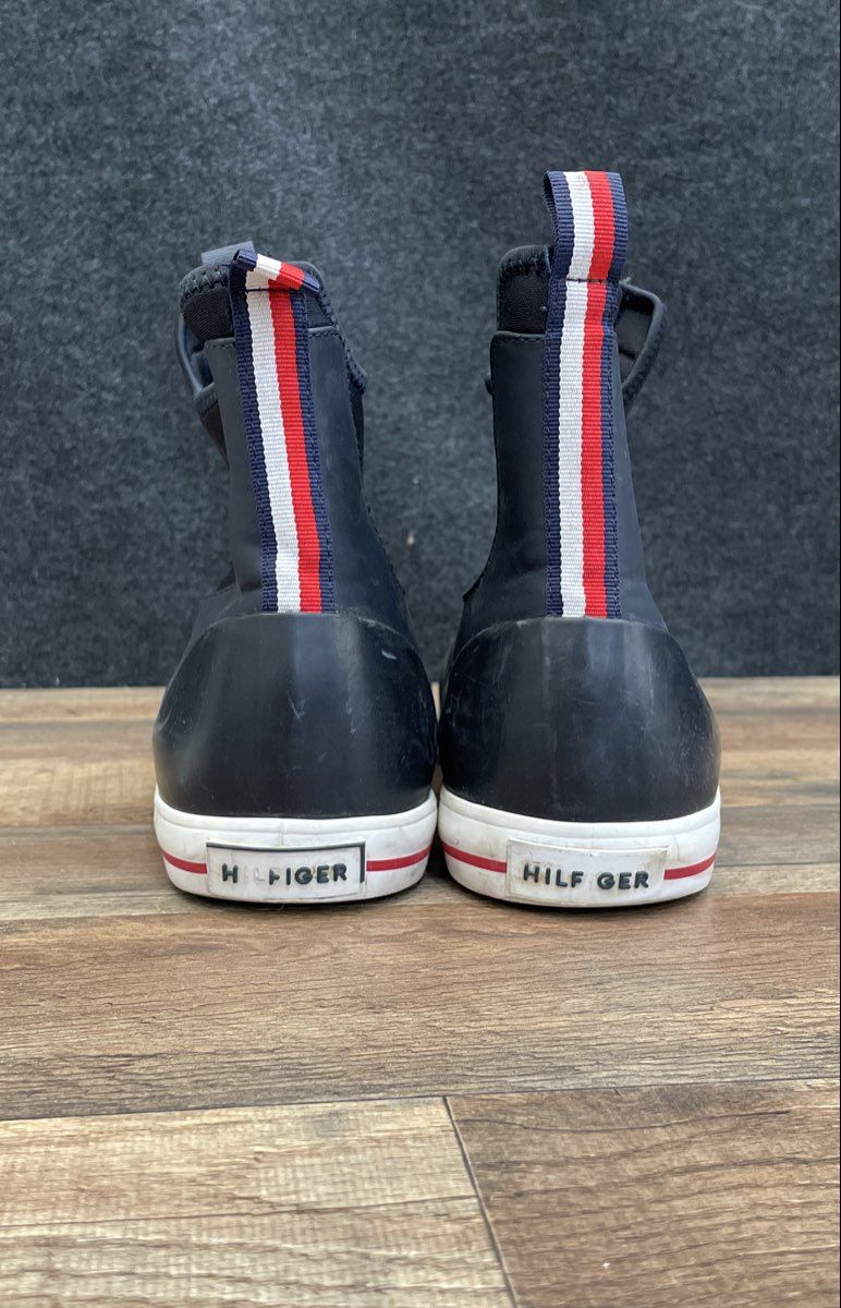 Tommy Hilfiger Rainy Chelsea Rubber Rain Boots Navy Blue White Size 10