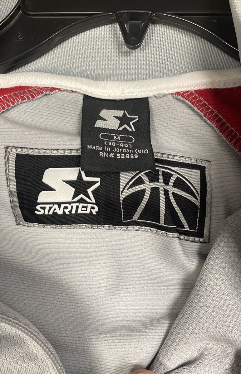 Starter Men's Full Zip Track Jacket Metallic Silver Red Basketball Sz M