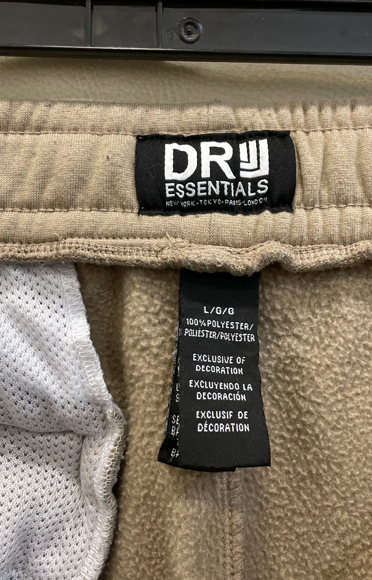 DRJ Essentials Men's Tan Cargo Sweatpants Joggers Fleece Lined Sz L
