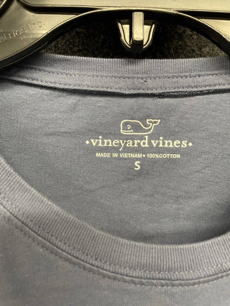 Vineyard Vines Men's Long Sleeve Pocket T-Shirt Blue Gradient Whale Sz S