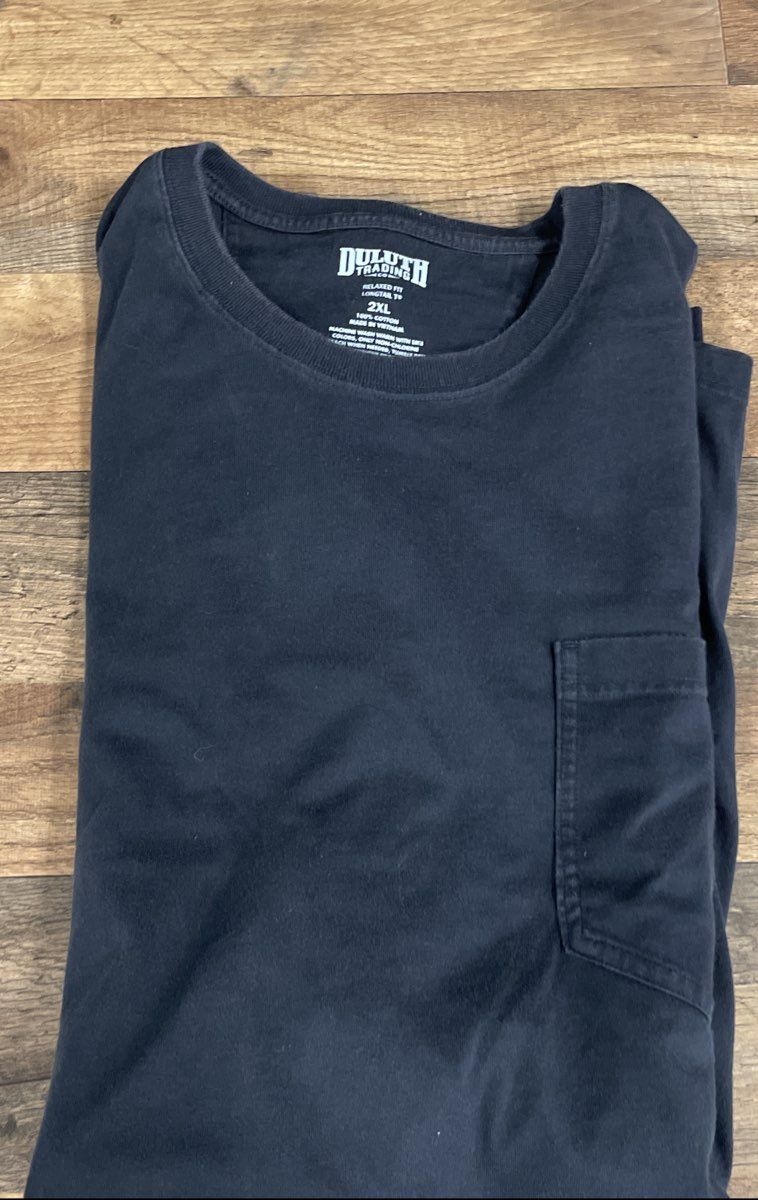 Duluth Trading Co Men's Navy Relaxed Fit Longtail T Pocket T-Shirt Sz 2XL