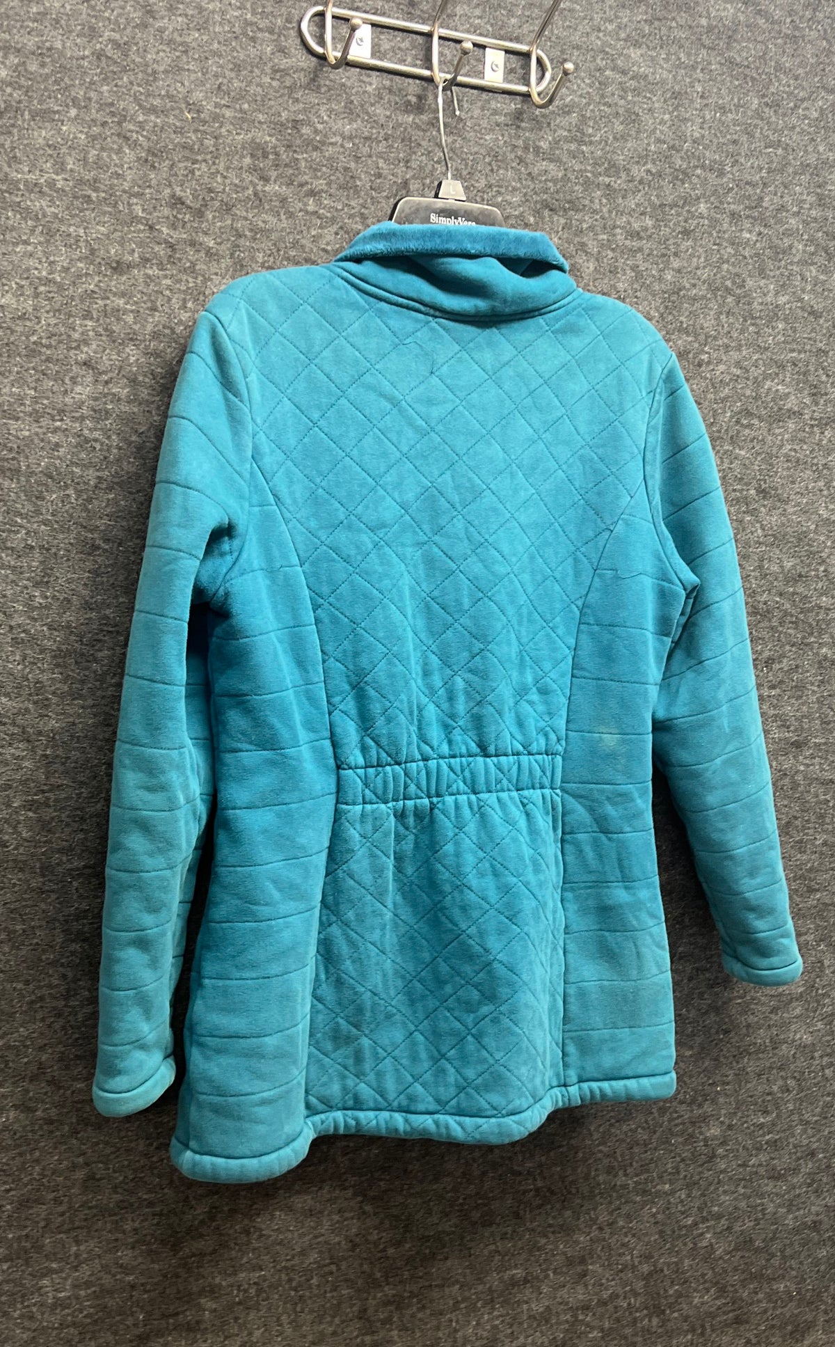 The North Face Women's Teal Blue Quilted Fleece Full Zip Jacket Sz L