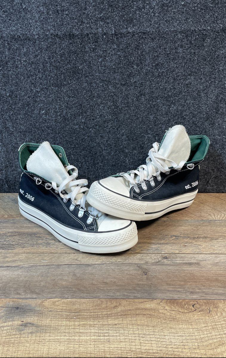 Converse Chuck Taylor All Star High Top Black Green Split Color Size Women 8