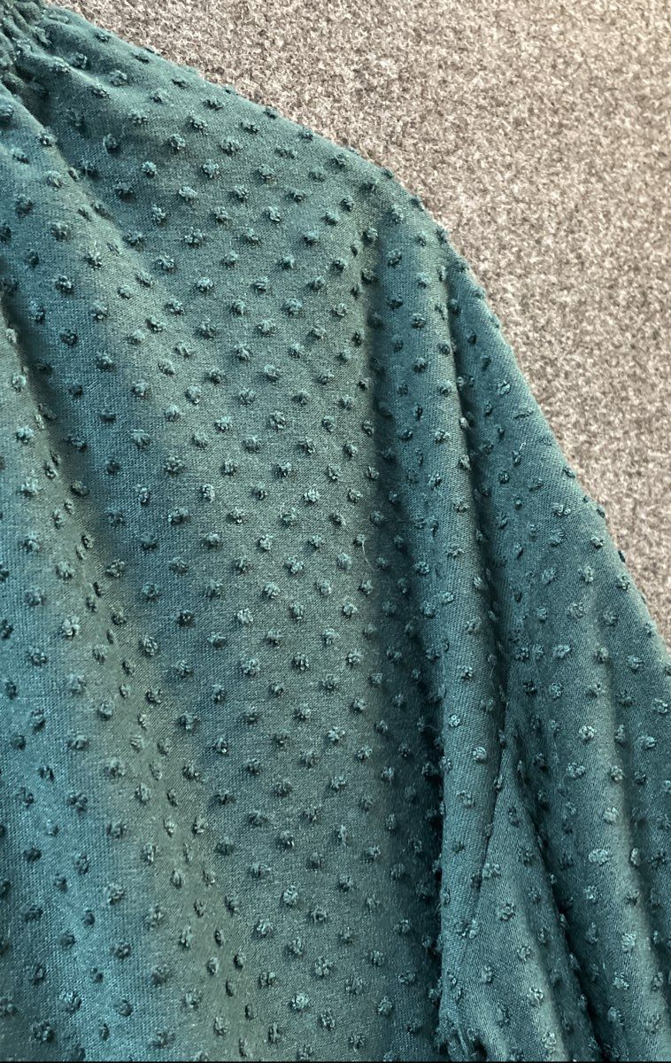 Madewell Women's Texture & Thread Green Swiss Dot Smocked Neck Blouse Sz S NWT
