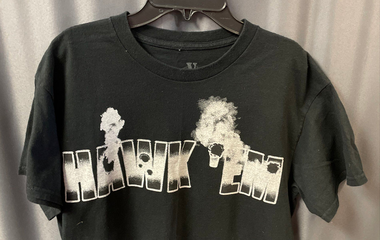 VLONE x Pop Smoke Men's Black Hawk Em Graphic T-Shirt Meet the Woo 2 Sz M