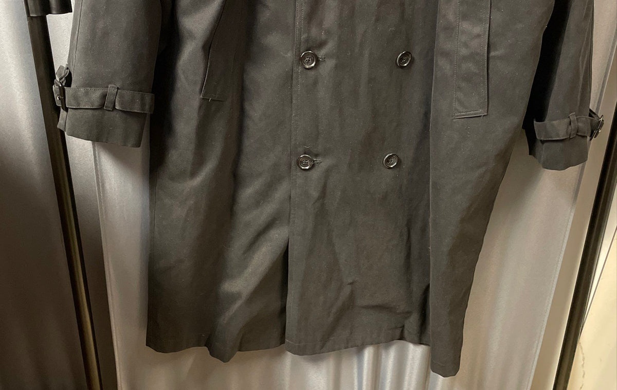 London Fog Men's Black Signature Double Breasted Insulated Trench Coat Sz 42R